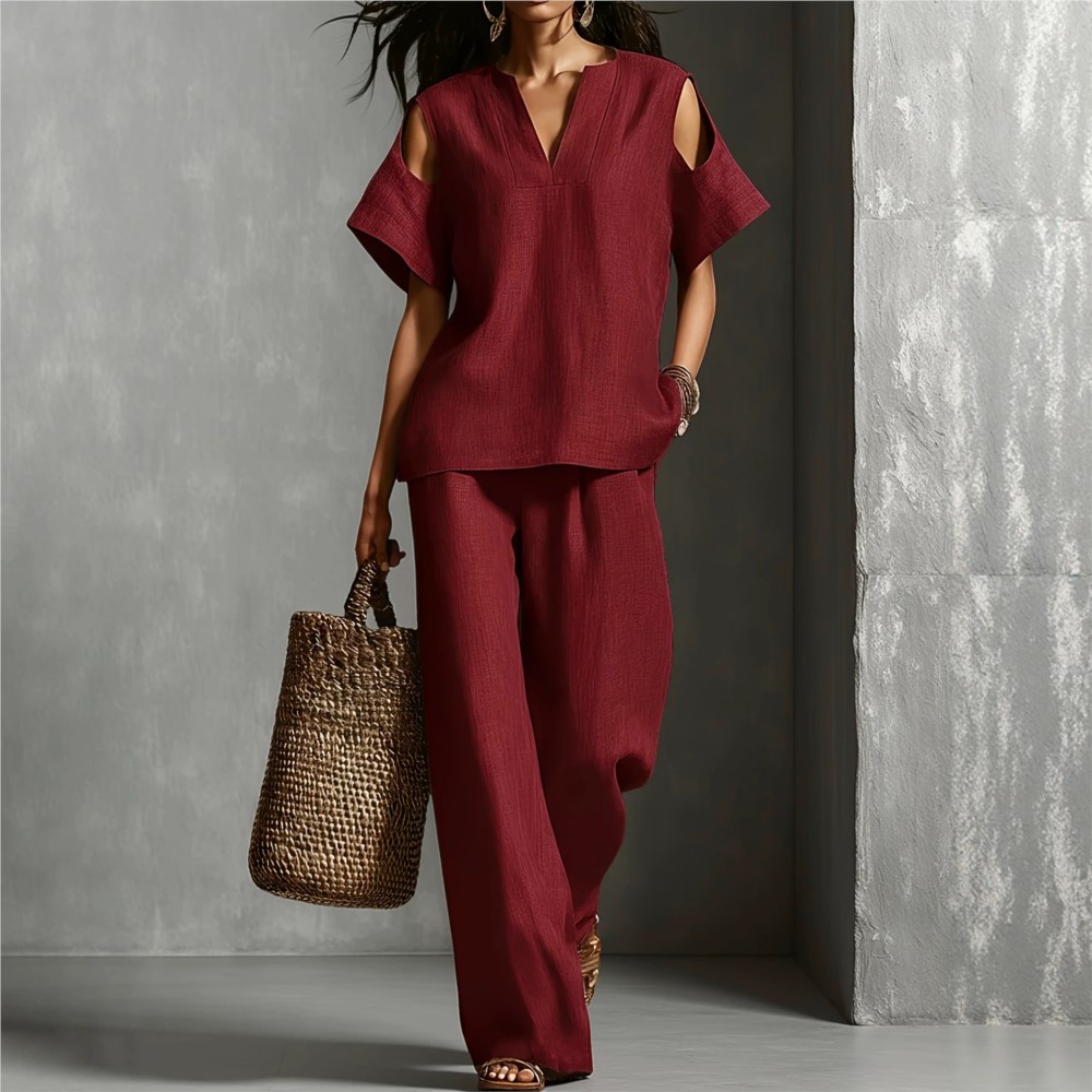 Women's Solid Color Simple Lin - Linen Pant Wide recension och pris