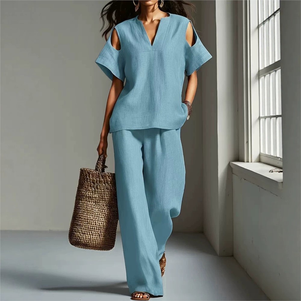 Women's Solid Color Simple Lin - Linen Pant Wide recension och pris